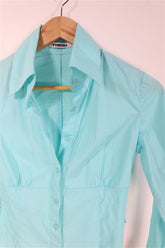 חולצה מכופתרת בטורקיז-XS-S